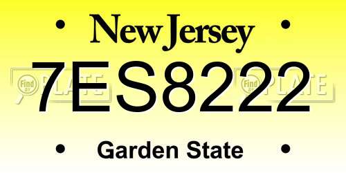 7ES8222 New Jersey License Plate