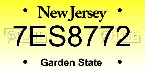 7ES8772 New Jersey License Plate