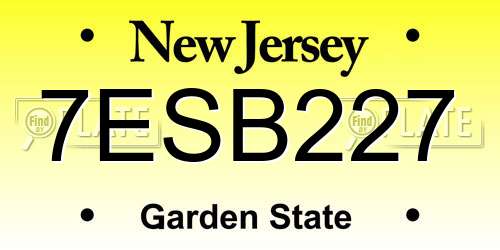 7ESB227 New Jersey License Plate