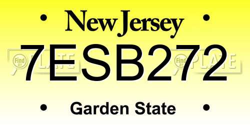 7ESB272 New Jersey License Plate