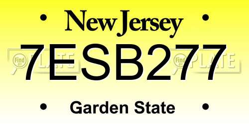 7ESB277 New Jersey License Plate