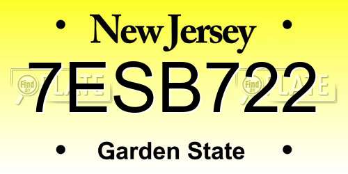 7ESB722 New Jersey License Plate