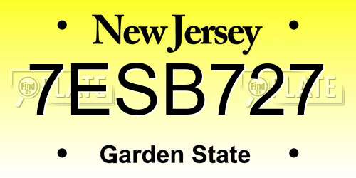 7ESB727 New Jersey License Plate