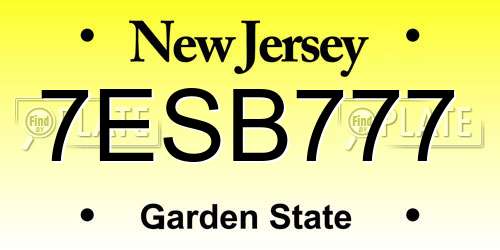 7ESB777 New Jersey License Plate