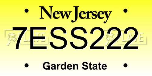 7ESS222 New Jersey License Plate