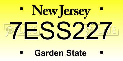 7ESS227 New Jersey License Plate