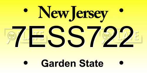 7ESS722 New Jersey License Plate