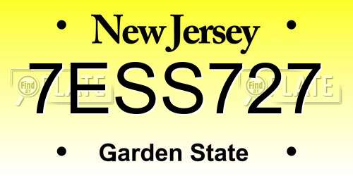 7ESS727 New Jersey License Plate