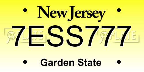 7ESS777 New Jersey License Plate