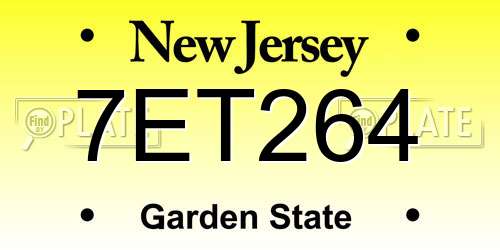 7ET264 New Jersey License Plate