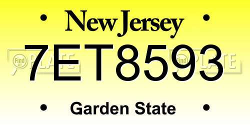 7ET8593 New Jersey License Plate