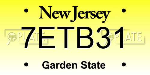 7ETB31 New Jersey License Plate