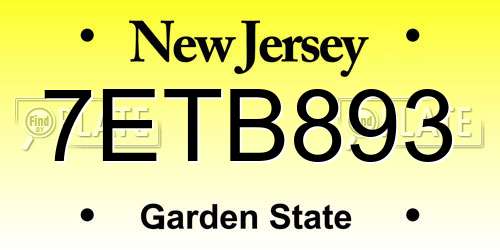 7ETB893 New Jersey License Plate