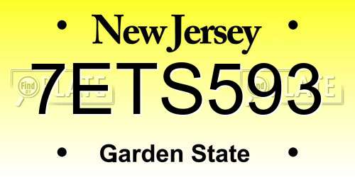 7ETS593 New Jersey License Plate