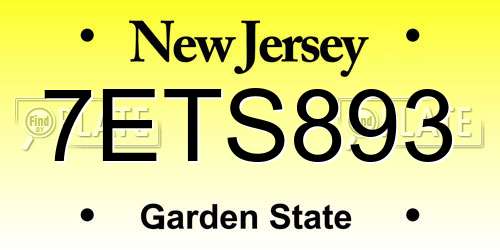 7ETS893 New Jersey License Plate
