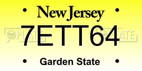 7ETT64 New Jersey License Plate