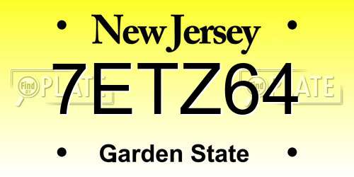 7ETZ64 New Jersey License Plate