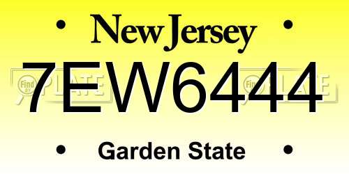 7EW6444 New Jersey License Plate