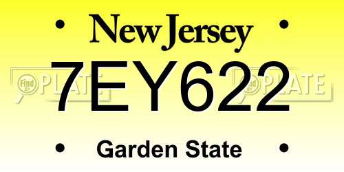 7EY622 New Jersey License Plate