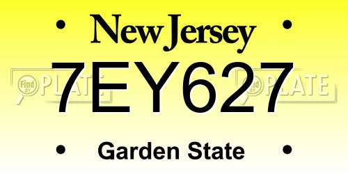 7EY627 New Jersey License Plate
