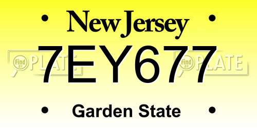7EY677 New Jersey License Plate