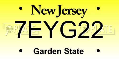 7EYG22 New Jersey License Plate
