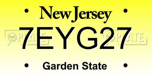 7EYG27 New Jersey License Plate
