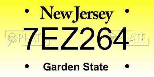 7EZ264 New Jersey License Plate
