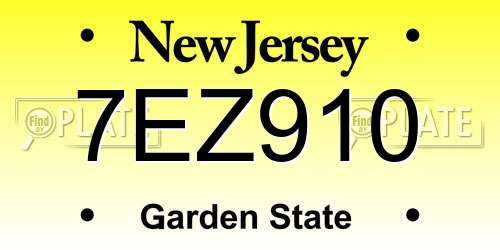 7EZ910 New Jersey License Plate