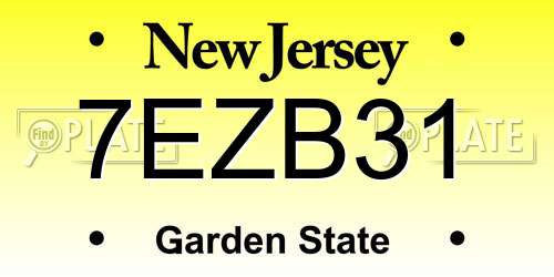 7EZB31 New Jersey License Plate