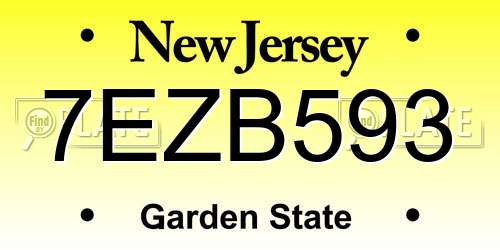 7EZB593 New Jersey License Plate