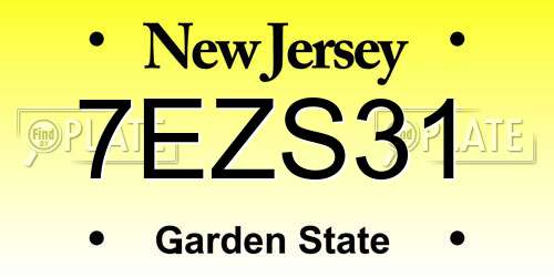 7EZS31 New Jersey License Plate