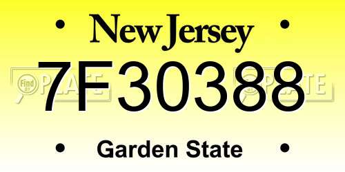 7F30388 New Jersey License Plate