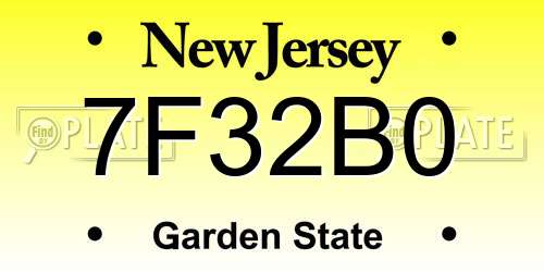 7F32B0 New Jersey License Plate