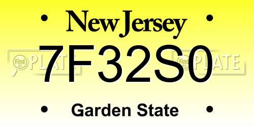 7F32S0 New Jersey License Plate