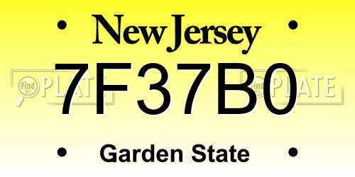 7F37B0 New Jersey License Plate