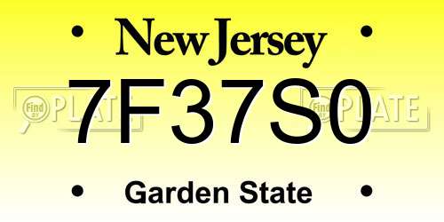 7F37S0 New Jersey License Plate