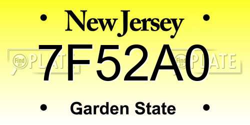 7F52A0 New Jersey License Plate