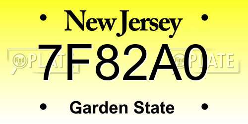 7F82A0 New Jersey License Plate