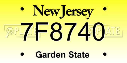 7F8740 New Jersey License Plate