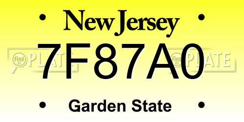 7F87A0 New Jersey License Plate