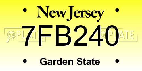 7FB240 New Jersey License Plate