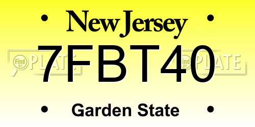 7FBT40 New Jersey License Plate