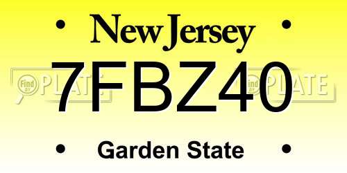 7FBZ40 New Jersey License Plate