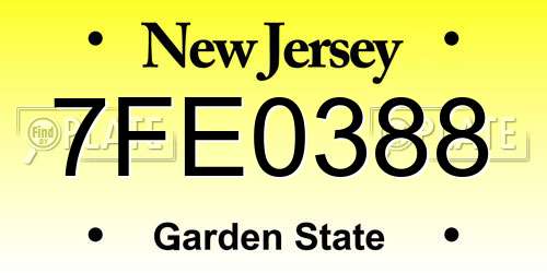 7FE0388 New Jersey License Plate
