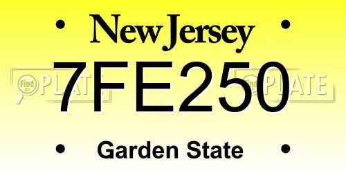 7FE250 New Jersey License Plate