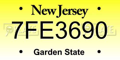 7FE3690 New Jersey License Plate