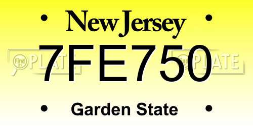 7FE750 New Jersey License Plate