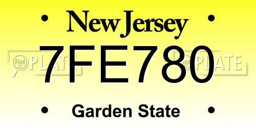 7FE780 New Jersey License Plate