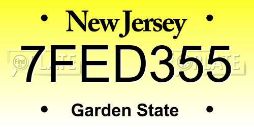 7FED355 New Jersey License Plate